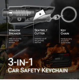 Window Breaker Seatbelt Cutter, Car Emergency Safety Keychain, Seat Belt Escape Tool and Glass Hammer, Spring-Loaded for Land and Underwater black