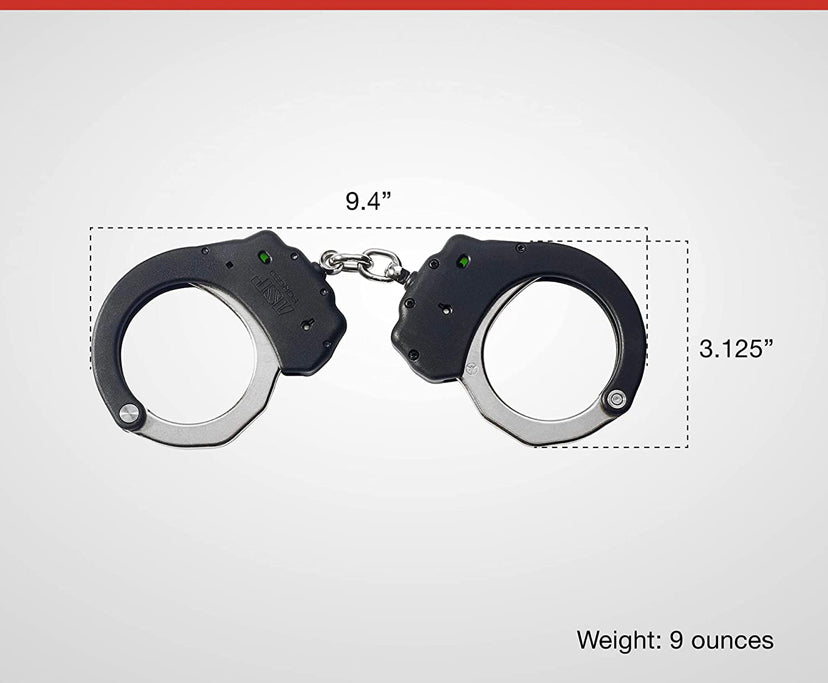 ASP Ultra Cuffs, Chain (Steel Bow) Handcuff Black, 3 Pawl European L