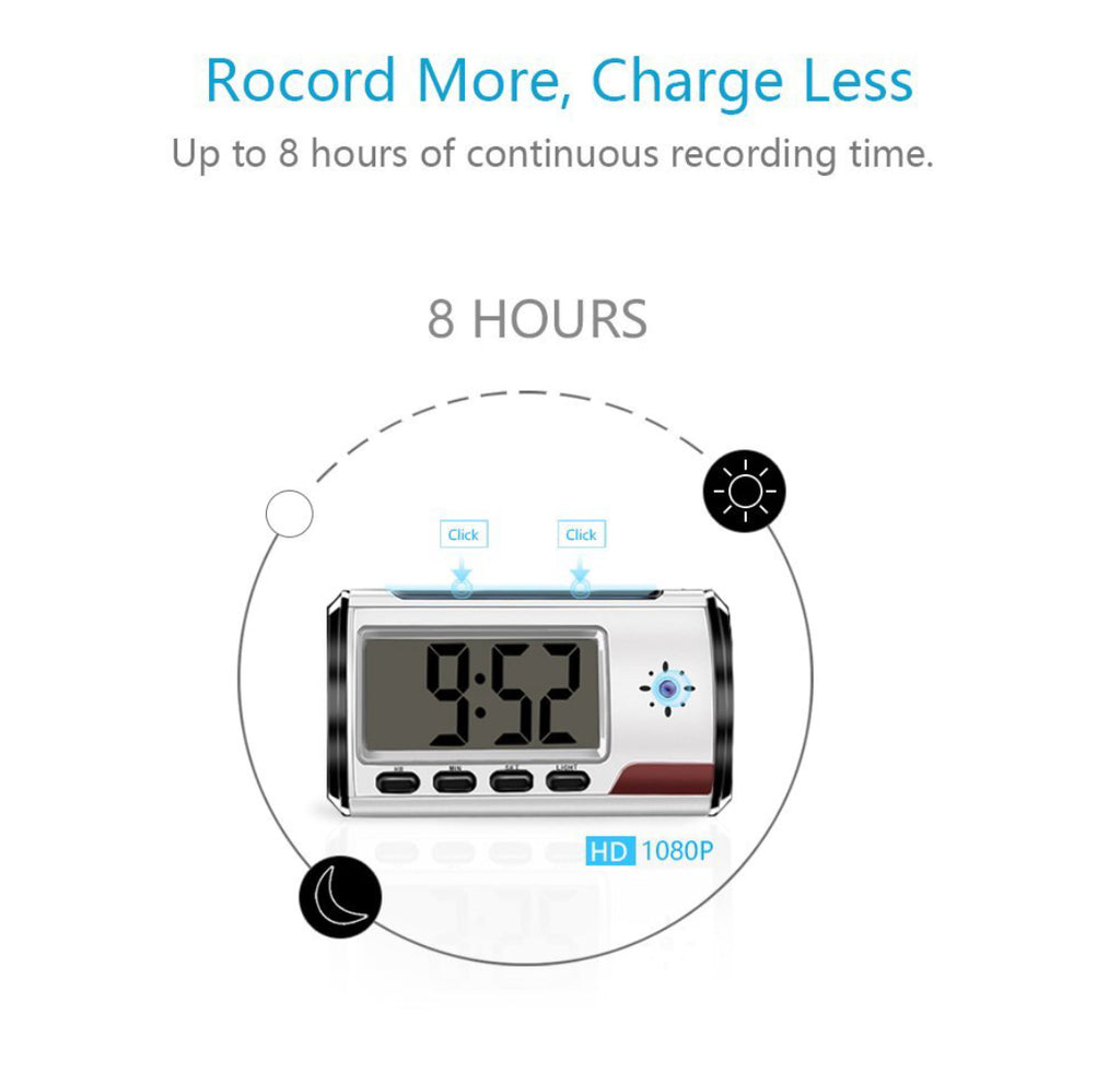 Hidden Camera Alarm Clock 1080P HD Spy Camera Long Time Video Recordin