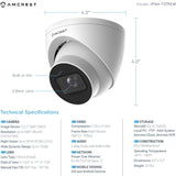 2-Pack 5MP UltraHD Outdoor Security IP Turret PoE Camera with Mic/Audio, 5-Megapixel, 98ft NightVision, 2.8mm Lens, IP67 Weatherproof, MicroSD Recording (256GB), 2PACK-IP5M-T1179EW-28MM White