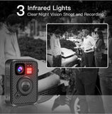 Body Camera 2K 1440P GPS No WiFi Version Police Body Camera One Big Button for 10Hs Recording Night Vision Camcorder with .66inch Screen