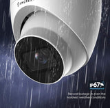 2-Pack 5MP UltraHD Outdoor Security IP Turret PoE Camera with Mic/Audio, 5-Megapixel, 98ft NightVision, 2.8mm Lens, IP67 Weatherproof, MicroSD Recording (256GB), 2PACK-IP5M-T1179EW-28MM White