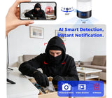 Security Camera Indoor for Home - Bluetooth Speaker - Homekit Camera - 1080P Clock Camera with 160°Rotating Viewing Angle - Night Light - AI Motion Detection (Black and White)