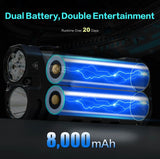 Pro Flat LED Flashlight with 8000mAh Power Bank, Sidelight Flashlight Combines Floodlight and Spotlight, 4360 High Lumens, Rechargeable, Magnetic Tail, IP68 Perfect for Camping, Outdoor