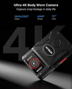 M7 Pro 4K GPS Body Mounted Camera, 128GB Video Recorder, 180° Rotate Camera,