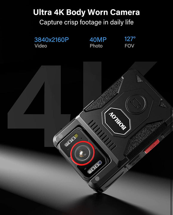 M7 Pro 4K GPS Body Mounted Camera, 128GB Video Recorder, 180° Rotate Camera,