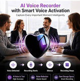 Heart Pendant Voice Recorder, 200h Storage AI Voice-to-Text (4GB Memory)