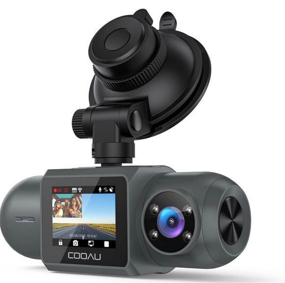 COOAU D30S 4K Dash Cam with GPS Wi-Fi, Front and Inside Dual 2.5K 1080P, Uber Car Camera with Infrared Night Vision, Supercapacitor, 4 IR LEDs, G-Sensor, Parking Mode, Loop Recording