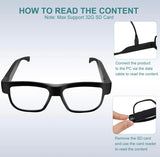 Camera Glasses Video Glasses HD Smart Glasses Recording Outdoor Sport Glasses with Camera Wearable Eyeglass Built-in 32G Memory Card