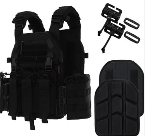 Tactical Molle Vests with Triple mag Pouch and Side Cummerbund Pouches, Quick Release Vests for Men