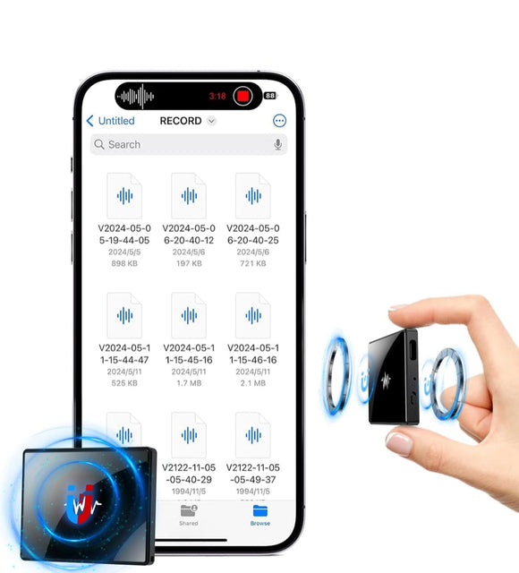 2-Sides Magnetic Voice Recorder, Recording Device with Al-Triple Noise Cancellation, Voice Activated Recorder 90 Days Storage Capacity,