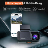 Dash Cam, 1296P Front Dashcam, Veement V300 WiFi Dash Camera for Cars with App, Night Vision, Mini Hidden Single Car Camera, Loop Recording, 24H Parking Mode, Support 256GB Max, Black