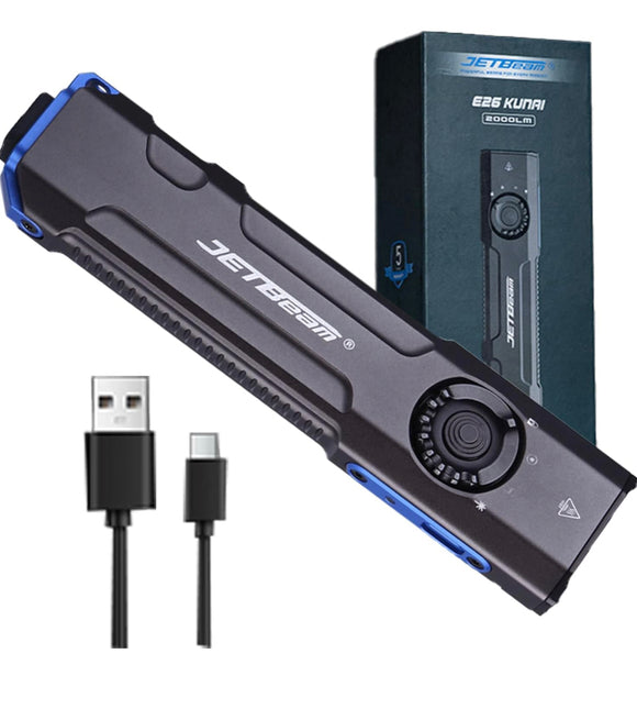 JETBeam E26 Pocket Flashlight,2000Lumens USB C Rechargeable Flashlight,with Green Beam and 365nm Black Light UV Flashlight Combo,Triple Light Sources Perfect for Checking,Working,Pet Urine Detecton