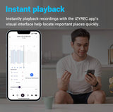 Smart Voice Recorder, iZYREC Voice Activated Recorder with Phone App, 30 Hours Continuous Recording, AI Noise Canceling, Schedule Audio Recording Device Perfect for Meetings, Lectures