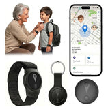 GPS Tracker for Kids, Real-Time GPS Tracking Device for Children w/Wearable Wristband & Keychain Design, No Monthly Fee/No SIM Card, Lightweight Locator Works w/iOS Find My, Long Standby, Waterproof