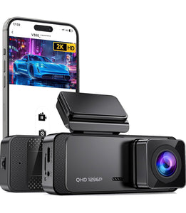 Dash Cam, 1296P Front Dashcam, Veement V300 WiFi Dash Camera for Cars with App, Night Vision, Mini Hidden Single Car Camera, Loop Recording, 24H Parking Mode, Support 256GB Max, Black