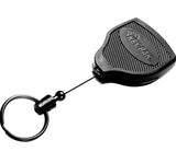 KEY-BAK SUPER48 Locking Retractable Keychain, Durable Polycarbonate Case, Leather Belt Loop, and Oversized Split Ring, Blac