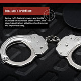 ASP Sentry Handcuffs, Professional Grade Restraints with Stainless Steel Frames, Forged Steel Bows, Dual-Sided Keyways, and Double Lock Slots for Tactical Gear and Equipment