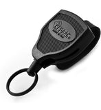 KEY-BAK SUPER48 Locking Retractable Keychain, Durable Polycarbonate Case, Leather Belt Loop, and Oversized Split Ring, Blac