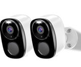 Rraycom 2Pack Security Cameras Outdoor Wireless,2K Battery Powered Camera for Home Security, Cloud/SD(up to 256G), No Monthly Fee, AI Motion Detection, Color Night Vision,2-Way Audio