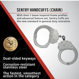 ASP Sentry Handcuffs, Professional Grade Restraints with Stainless Steel Frames, Forged Steel Bows, Dual-Sided Keyways, and Double Lock Slots for Tactical Gear and Equipment