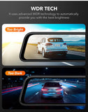 WOLFBOX G840S 12" 4K Mirror Dash Cam Backup Camera, 2160P Full HD Smart Rearview Mirror for Cars & Trucks, Front and Rear View Dual Cameras, Night Vision, Parking Assistance, Free 32GB Card & GPS