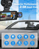 3 Channel 2.5K Dash Cam, 1440P Dash Cam Front and Rear Inside, Dash Camera for Cars, Triple Car Camera with 32GB Card, G-Sensor, 24Hr Parking, 170°Wide Angle, Loop Recording, IR Night Vision, Blue