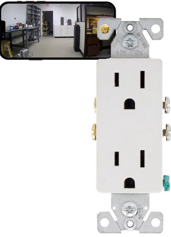K Ultra HD Wi-Fi Functional Wall Outlet Receptacle Spy Camera P2P WiFi Power Plug Socket Hidden Nanny Cam Spy Camera (White/Square Face/Video Only: No Audio)