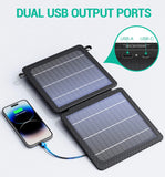 10W Portable Solar Charger(5V/2A Max), Small Foldable Solar Panel with USB-C USB-A Outputs Compatible with Cell Phone Tablet, IPX4 Waterproof for Camping, Hiking, Backpacking