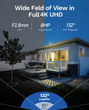 Security Camera System, 4K-UHD 8 Channel NVR 8MP Wired Home Security System Outdoor Indoor, 8 PoE Dome Cameras, LED Spot Lights Color Night Vision, 132° FOV, 2-Way Audio, Included 4TB HDD