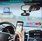 COOAU D30S 4K Dash Cam with GPS Wi-Fi, Front and Inside Dual 2.5K 1080P, Uber Car Camera with Infrared Night Vision, Supercapacitor, 4 IR LEDs, G-Sensor, Parking Mode, Loop Recording