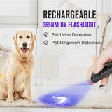 UV 365nm Black Light with 1000 Lumens White LED Flashlight, Rechargeable Flat Flashlight