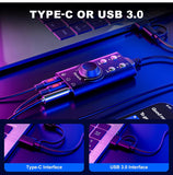 Facmogu Portable Voice Changer, Virtual 7.1 Surround Sound Voice Disguiser Device with Multi Sound Effects, USB 3.0/ Type-C to 3.5mm Jack Game Voice Changer for PS4/ PS5/ Windows、MacOS PC/Laptop/Phone