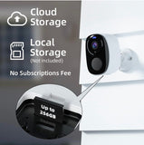 Rraycom 2Pack Security Cameras Outdoor Wireless,2K Battery Powered Camera for Home Security, Cloud/SD(up to 256G), No Monthly Fee, AI Motion Detection, Color Night Vision,2-Way Audio