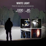 UV 365nm Black Light with 1000 Lumens White LED Flashlight, Rechargeable Flat Flashlight