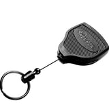 KEY-BAK SUPER48 Locking Retractable Keychain, Durable Polycarbonate Case, Leather Belt Loop, and Oversized Split Ring, Black