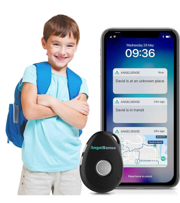 AngelSense Personal GPS Tracker for Kids, Teen, Autism, Special Needs, Elderly, Dementia - 2-Way Auto-Answer Speakerphone & SOS Button - School Bus Tracking - Subscription Required