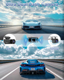 4K Dash Cam Front and Rear, WiFi Dash Cam with 64GB Card, 4K+1080P Dash Camera for Cars, WiFi Car Camera with App Control, 1.47" Screen DashCam with 24H Parking Monitor,G-Sensor