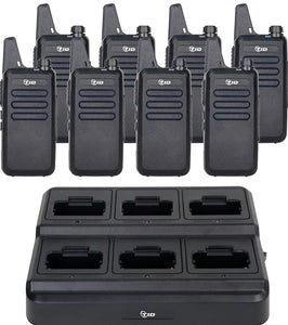 Walkie Talkies for Adults 8 Pack Long Range Two Way Radio with 6 Way Multi Gang Charger and USB Charger for Warehouse Business Church and Retail