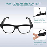 Camera Glasses Video Glasses HD Smart Glasses Recording Outdoor Sport Glasses with Camera Wearable Eyeglass Built-in 32G Memory Card Open on Computer