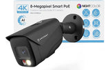 UltraHD 4K (8MP) IP PoE AI Camera, FOV 129°, 49ft Color Nightvision, Security Outdoor Bullet Camera, Human & Vehicle Detection, Active Deterrent, 4K @15fps, IP8M-2796EB-AI (Black)
