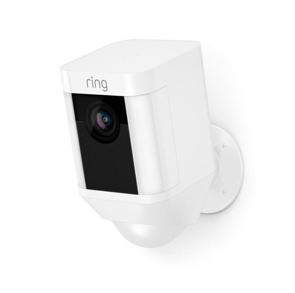 HD Security Camera with Built Two-Way Talk and a Siren Alarm, White, Works with Alexa