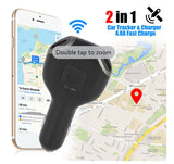 USB Charger GPS Tracker for Vehicles, 5V/4.8A Dual USB Charger GPS Tracker Locator, Real-time Tracking, Tracking History, Live Audio Monitoring, Geo-fence, Anti-theft Alarm, Universal