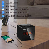 Hidden Camera Spy Cam - HD 1080P Alarm Clock, FM Radio, Bluetooth Speaker - Nanny Cams Wireless with Phone App - Night Vision & Motion Detection