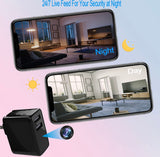 1080P HD Hidden Camera APP Wireless Remote View, with Night Vision and Motion Detection Alarm. USB Hidden Camera Mini Spy Camera for Indoor Home Security Office Nanny Cam