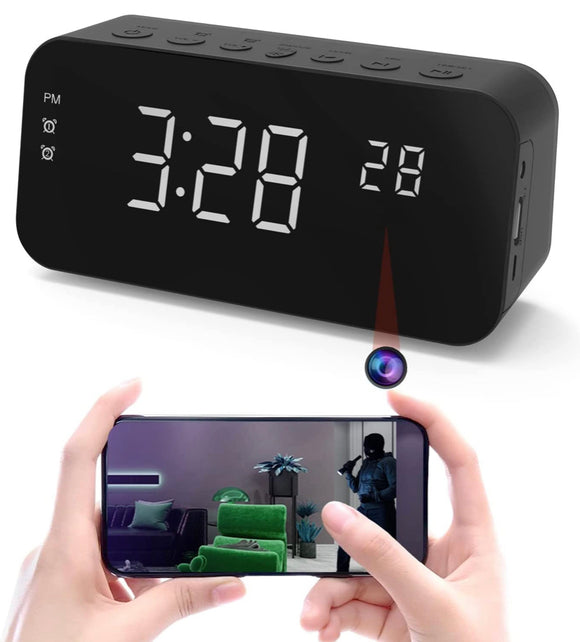 Spy Camera Clock, 2K Wireless WiFi HD Hidden Camera Night Vision Video Recorder Mini Security Nanny Cam