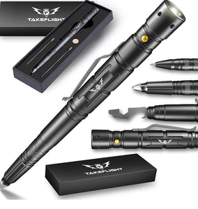 Tactical Pen for Self-Defense + LED Tactical Flashlight,