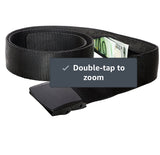 Travel Security Belt - Hidden Money Pouch - Non-Metal Buckle, Black