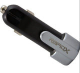 Xscape Dual USB Car Charger with Safety Hammer andSeatbelt Cutter Black Silver
