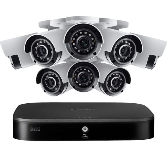 Lorex 4K Security Camera System, 8pcs H.265 Wired Bullet 4K Cameras with Person Vehicle Detection, 4K/8CH DVR Recorder with 2TB HDD for 24-7 Recording, Color Night Vision